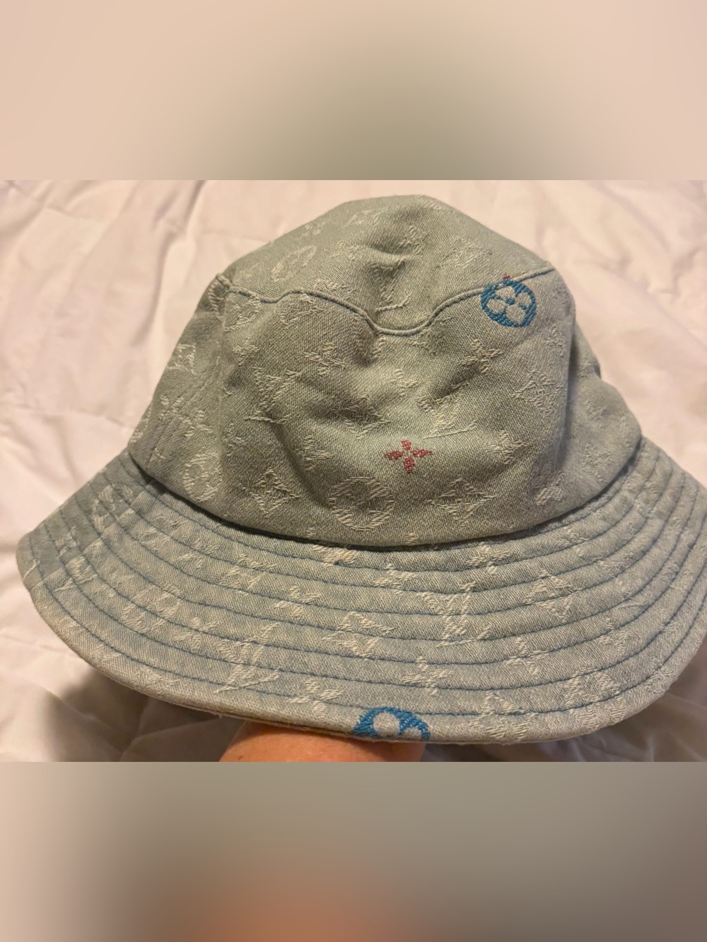 Fashion Light Blue Patterned Bucket Hat